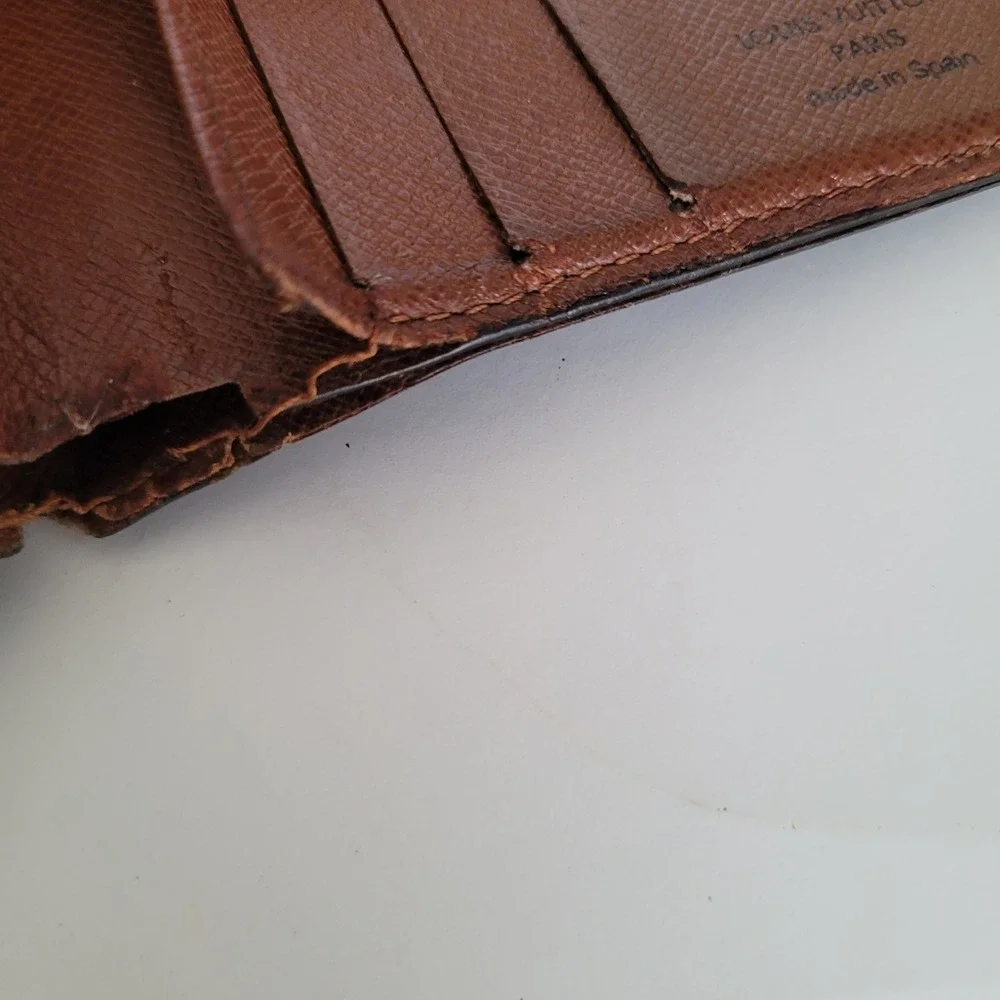 Louis Vuitton Monogram Canvas Bifold Wallet Brown CA0091 Mens Made in Spain